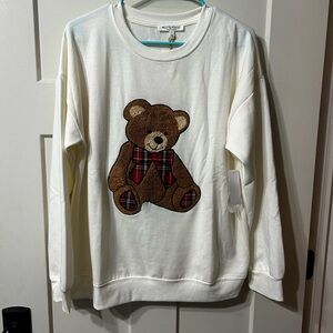 Workshop Republic Clothing  off white Cream Teddy Bear Sweatshirt